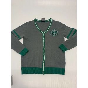 Harry Potter Sweater Button Up Slytherin Gray/Green S Men's A59